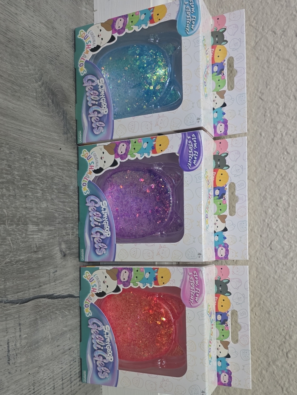 Squishmallows Slimy Glood Gelli Gels Trio - Blue, Purple, Red